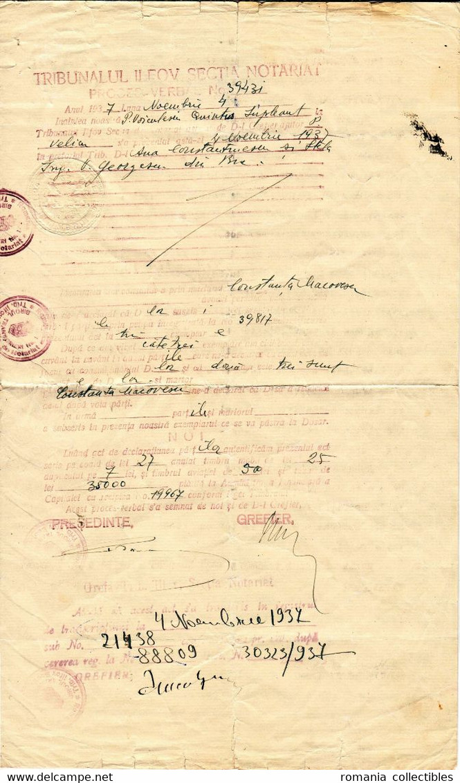 Romania, 1937, Real Estate Sale Contract, Bucuresti - Revenue / Fiscal Stamps / Cinderellas - Revenue Stamps
