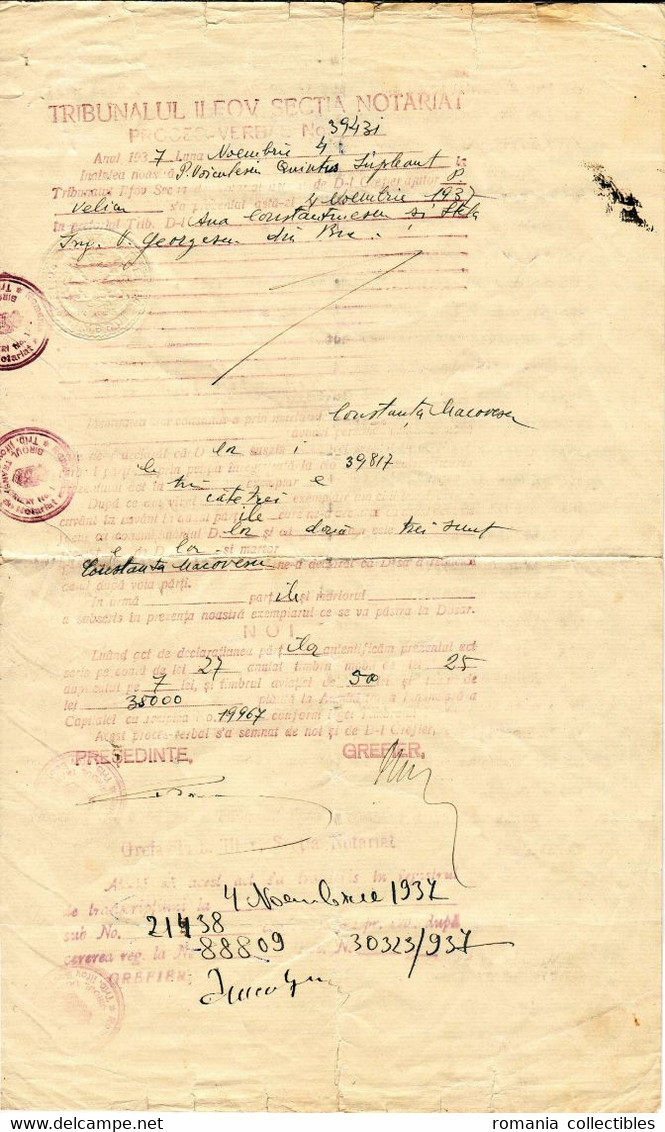 Romania, 1937, Real Estate Sale Contract, Bucuresti - Revenue / Fiscal Stamps / Cinderellas - Fiscales