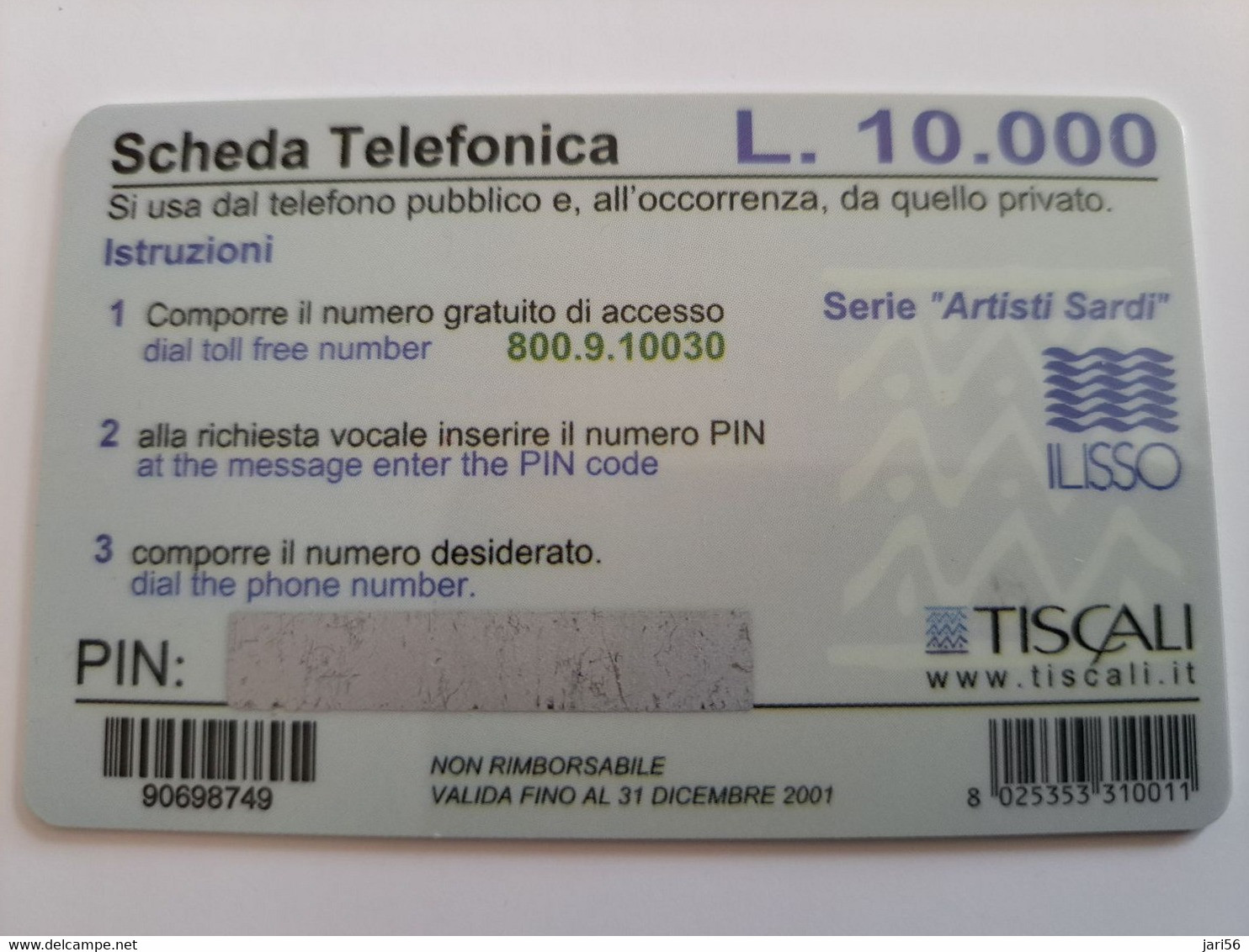 ITALIA  TELECOM ITALIA  TISCALI  LIRE 10000  PREPAIDS CARD   / MINT    ** 10220** - Otros & Sin Clasificación