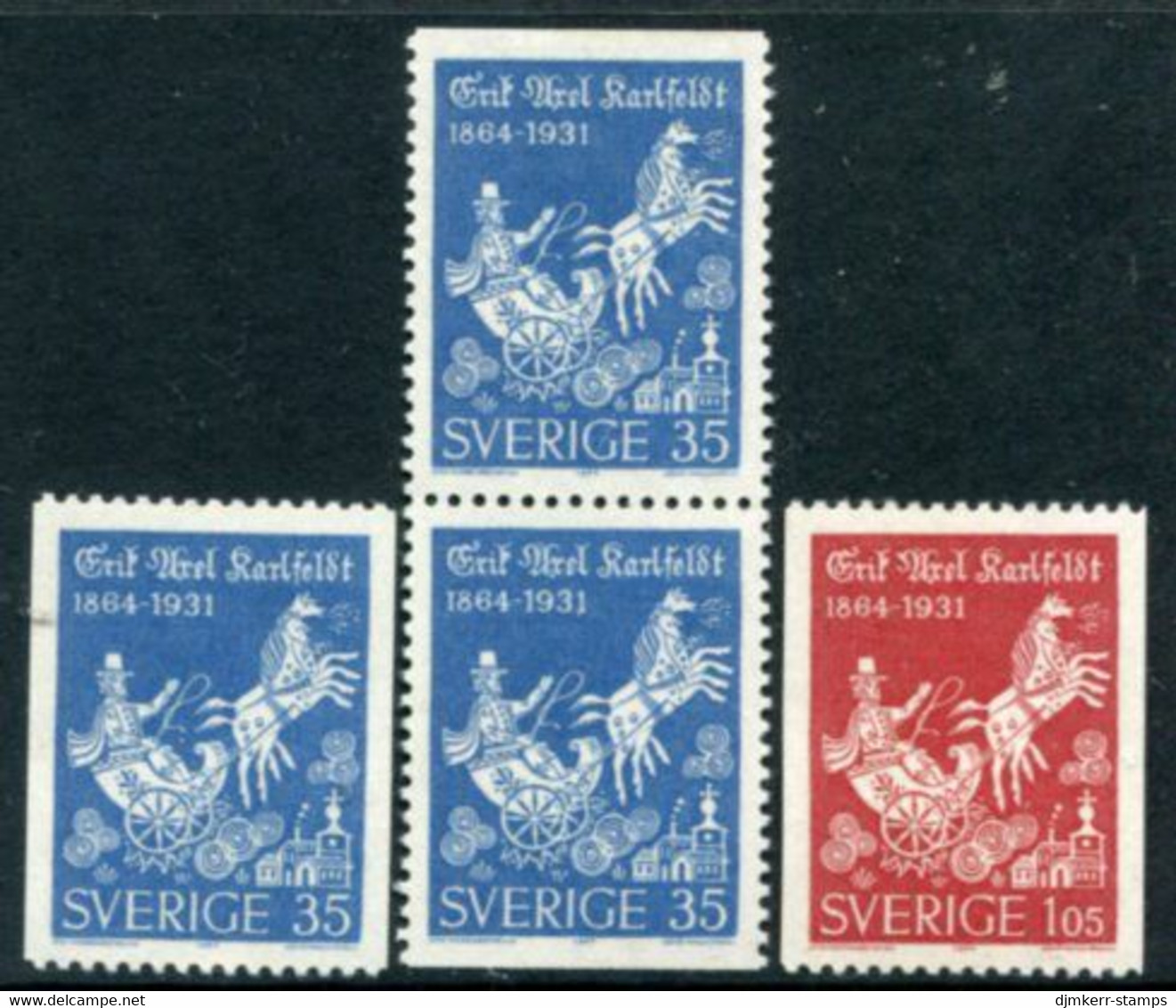 SWEDEN 1964 Karlfeldt Birth Centenary MNH / **.  Michel 515-16 - Unused Stamps