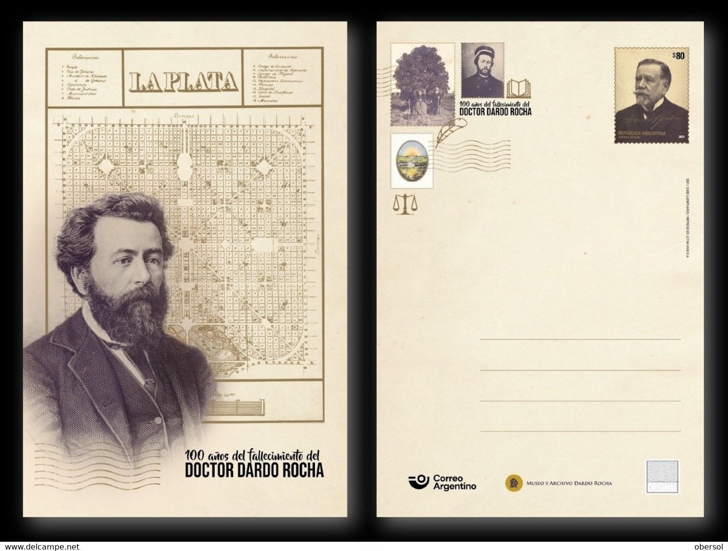 Argentina 2021 Dardo Rocha 100 Years Of His Death - La Plata - MNH Postcard Postal Card - Unused Stamps