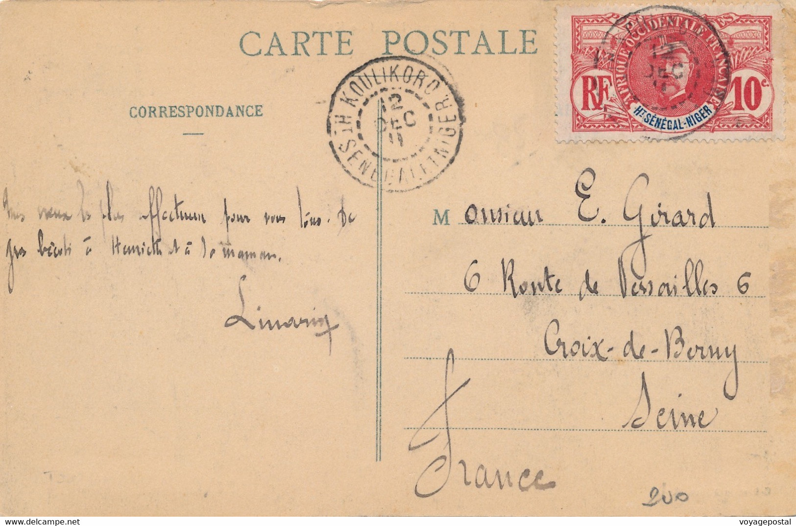 CPA GRAND HOTEL KAYES CAD KOULIKORO HAUT-SENEGAL ET NIGER FAIDHERBE CARD - Lettres & Documents