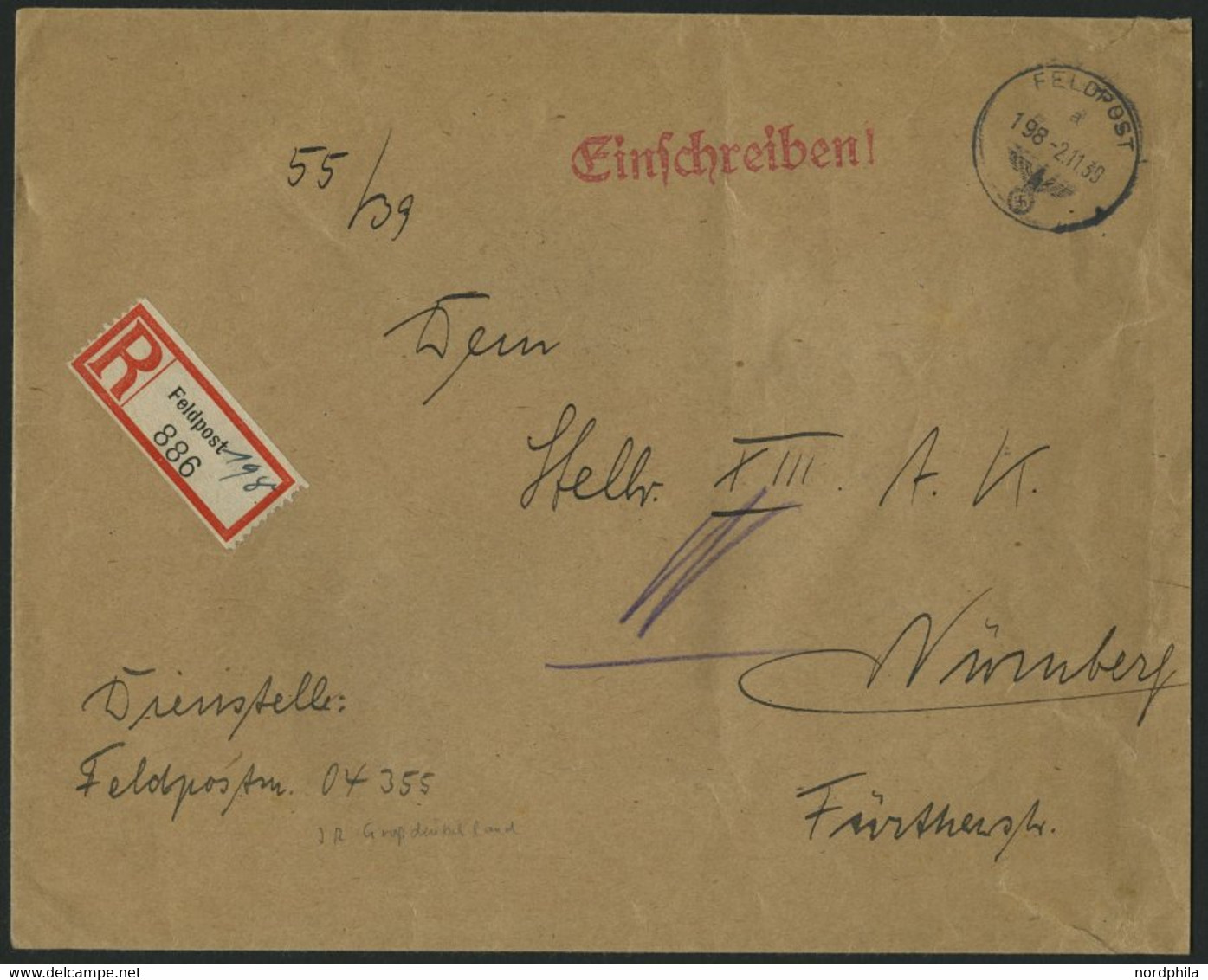 FELDPOST II. WK BELEGE 13 Verschiedene Feldpost-Einschreibbriefe, Pracht - Occupation 1938-45