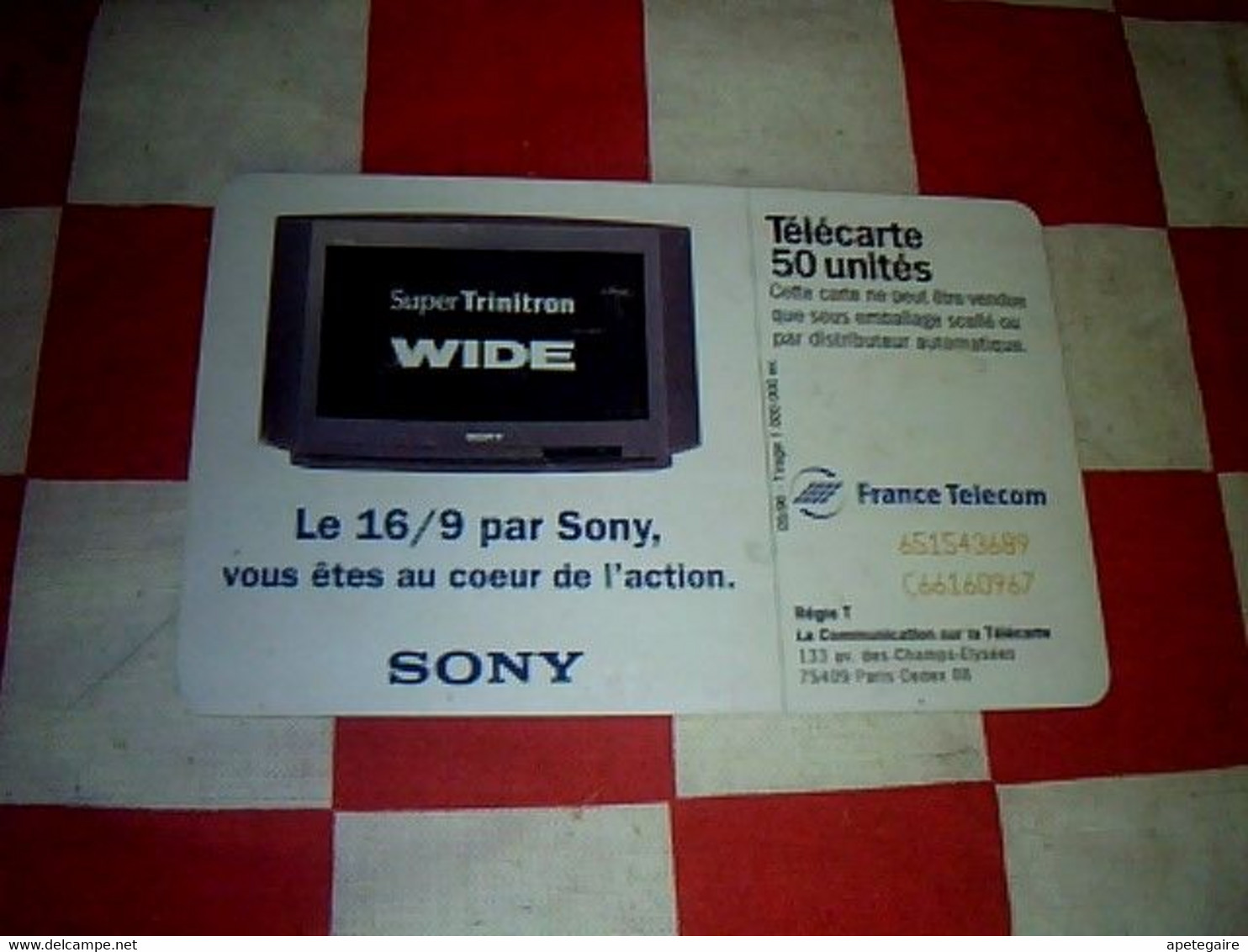 Carte Téléphone Télécarte 50 Publicitè Sony TV Wide Super Trinitron - Errors And Oddities