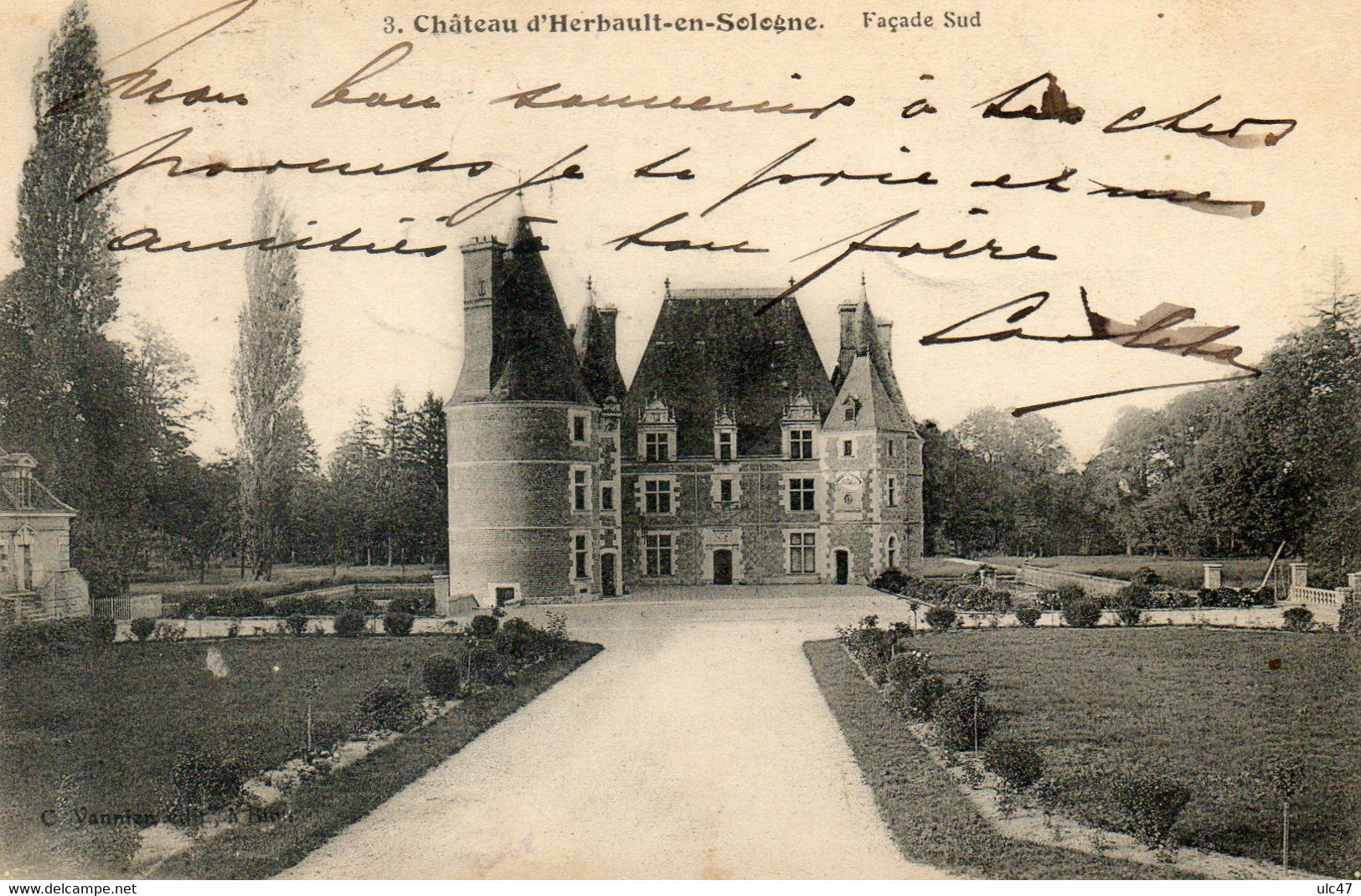 - 41 - Château D'Herbault-en-Sologne. - Façade Sud. - Scan Verso - - Herbault