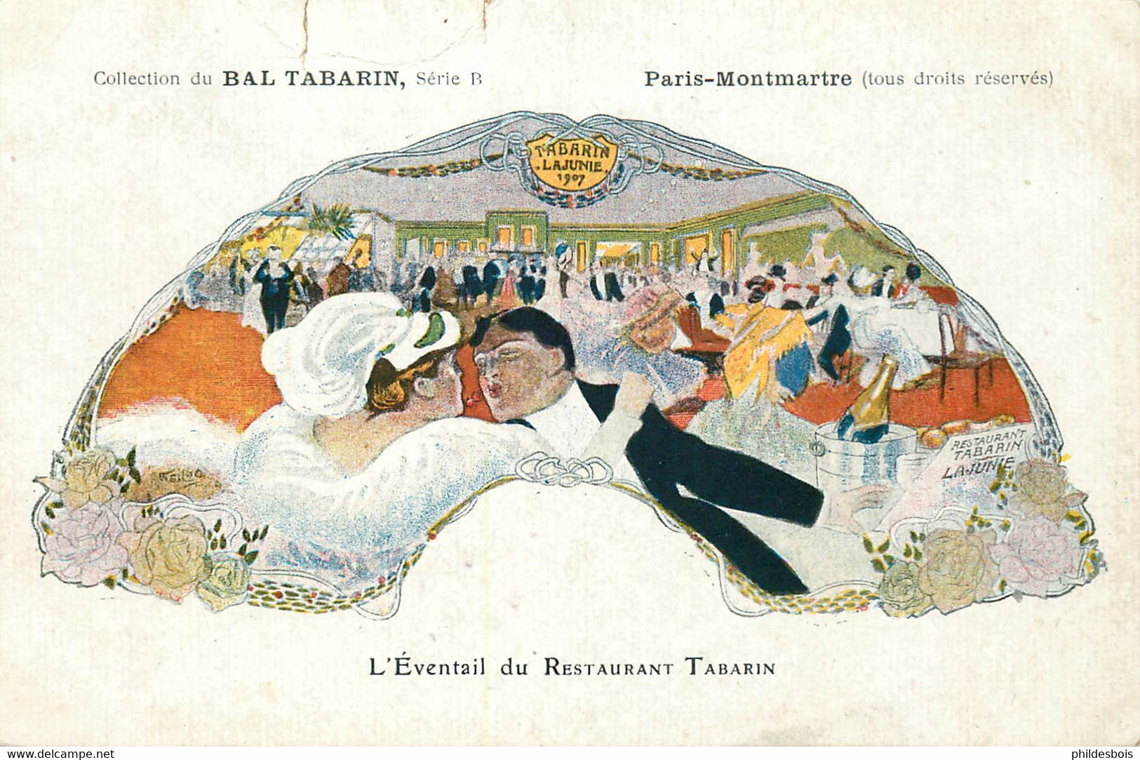 PARIS BAL TABARIN  L'éventail Du Restaurant Tabarin (état) - Cafés, Hotels, Restaurants