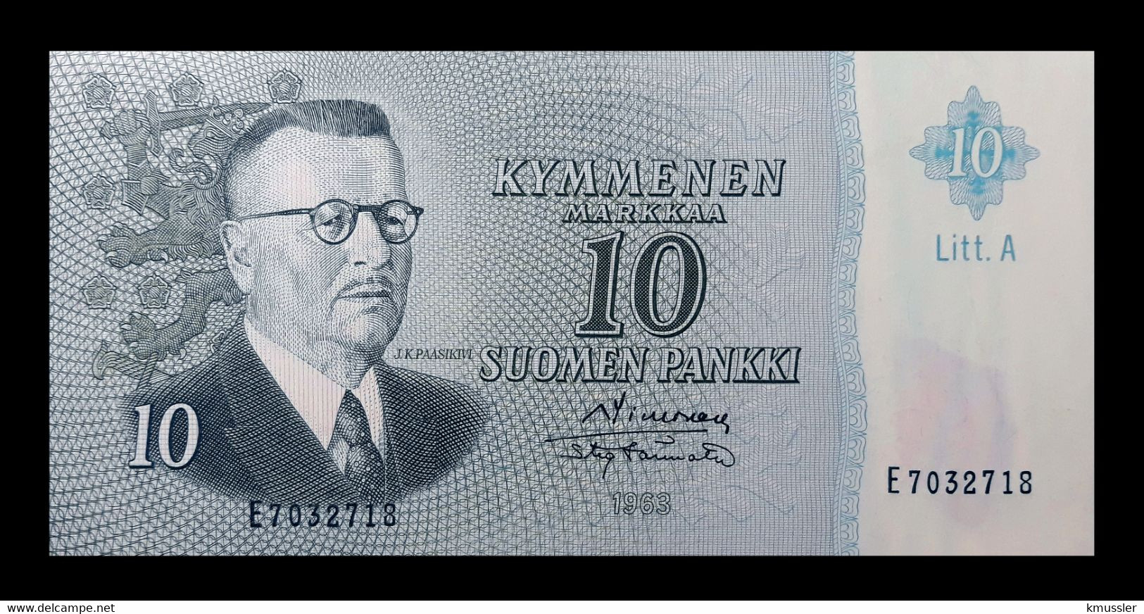 # # # Banknote Finnland (Finland) 10 Markkaa 1963 Lit. A UNC # # # - Finnland