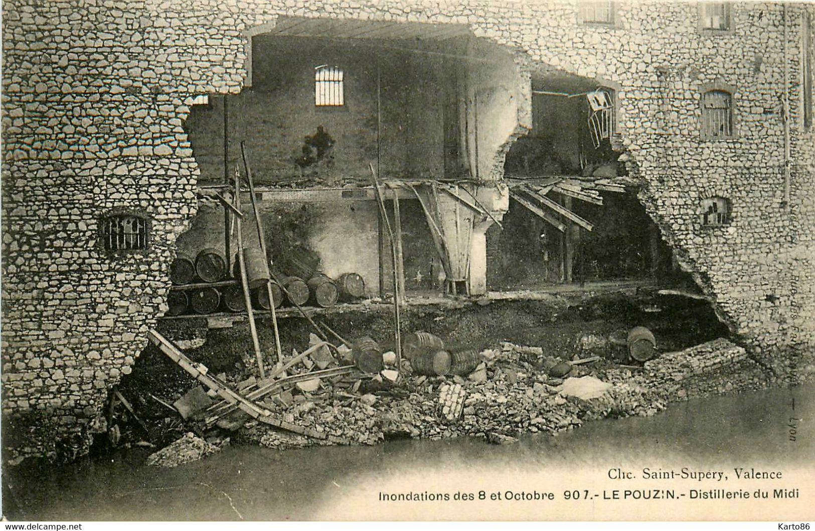 Le Pouzin * Inondations Des 8 Et 9 Octobre 1907 * La Distillerie Du Midi * Crue Catastrophe - Le Pouzin