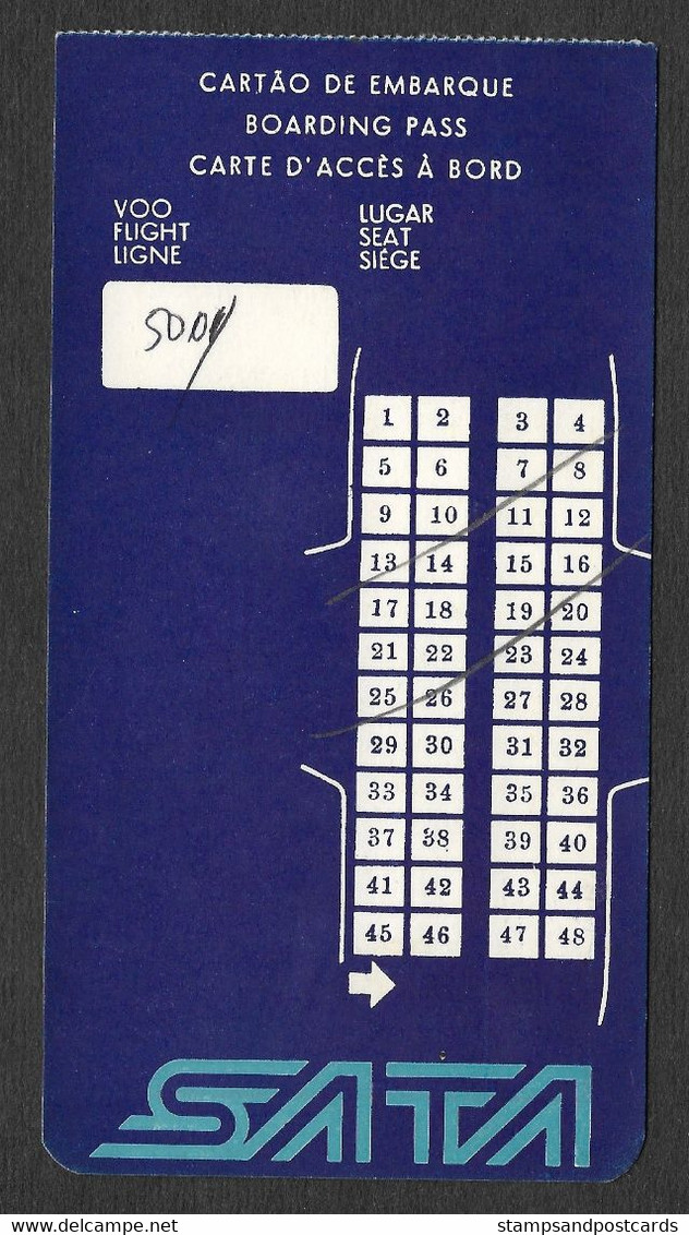 Carte Accès à Bord Ancienne Avion SATA Açores Air Azores Portugal Publicité Banque Micaelense Bank Pub Boarding Pass - Europe