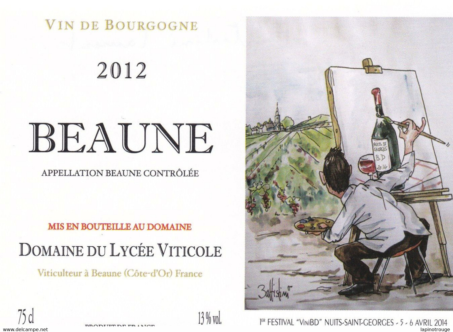 Etiquette Vin BATTISTINI Laurent Festival Vini BD 2013 (Agathe Et Lucas - Art De La Table
