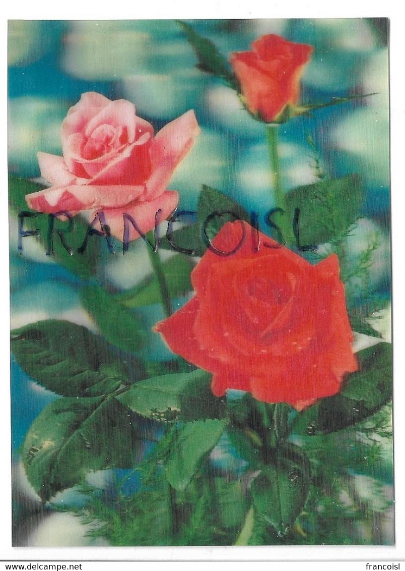 CPSM 3 D. Roses - Cartes Stéréoscopiques