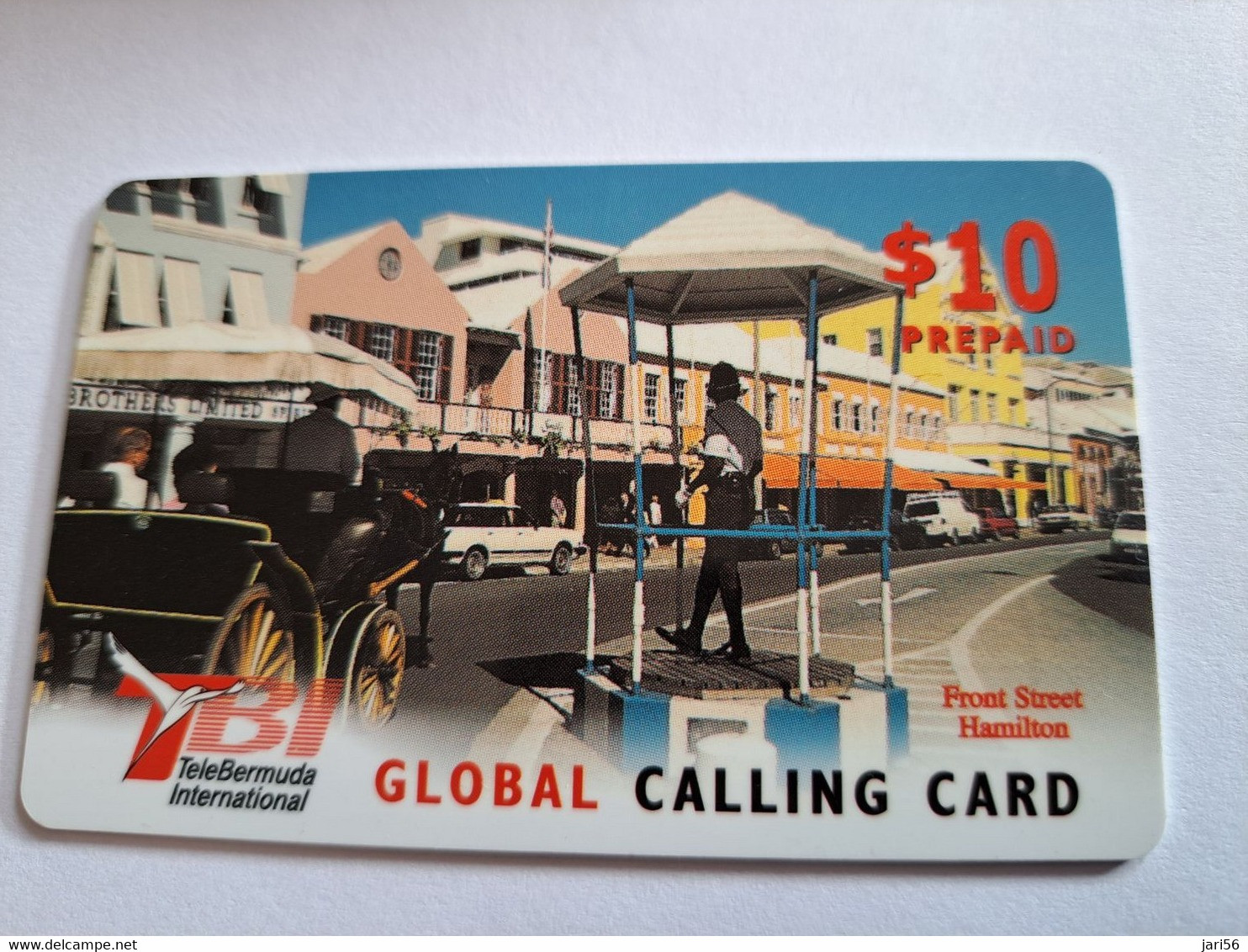 BERMUDA  $10,-  BERMUDA  TB1 GLOBAL  STREET SCENE      PREPAID CARD  Fine USED  **10280** - Bermuda