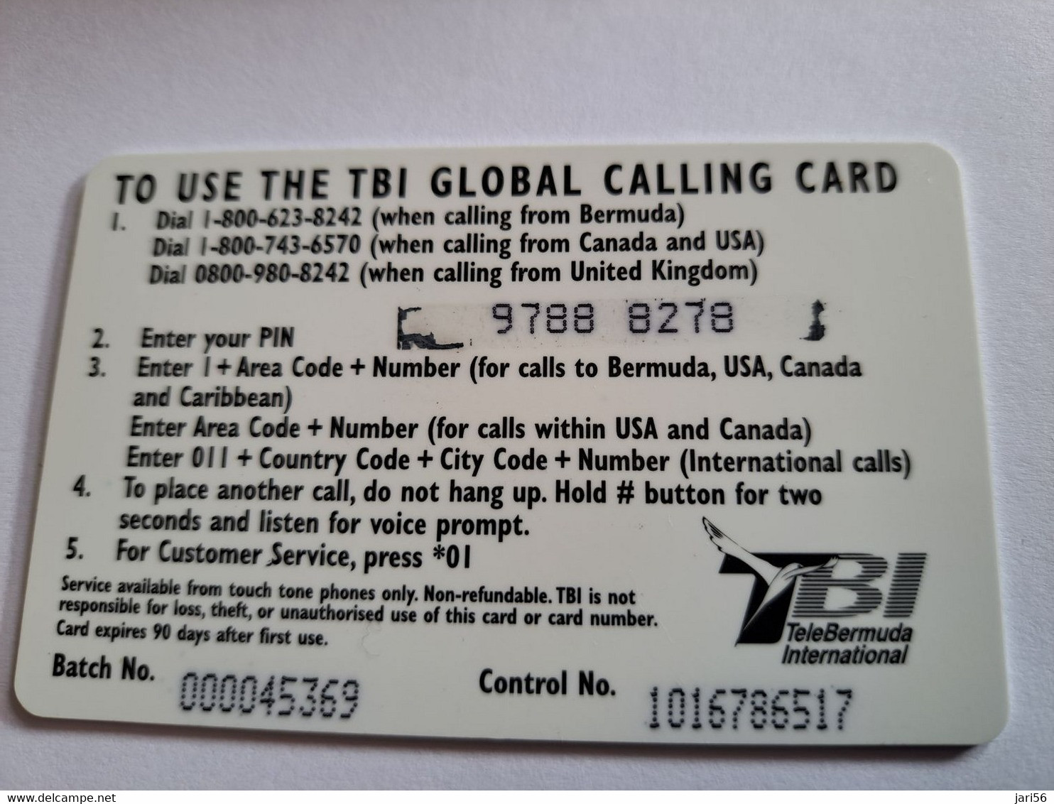 BERMUDA  $10,-  BERMUDA  TB1 GLOBAL  STREET SCENE      PREPAID CARD  Fine USED  **10280** - Bermuda