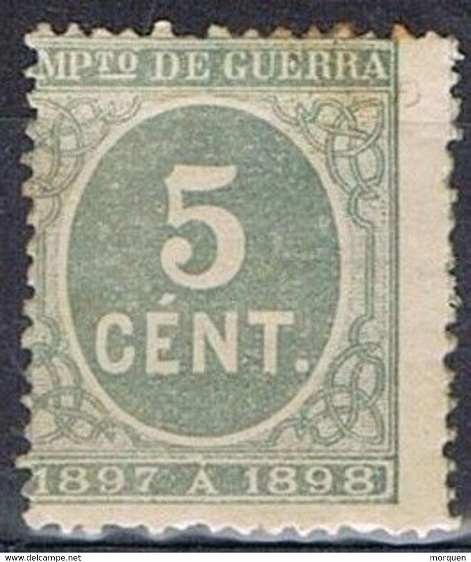 Sello 5 Cts Impuesto De Guerra 1897, Color Verde Claro, Edifil Num 232a * - War Tax