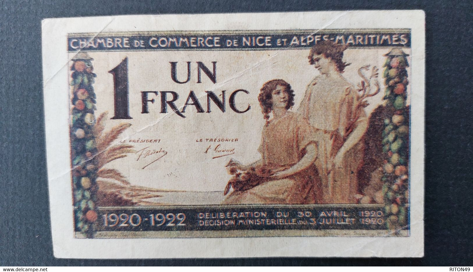 BILLET 1920 / 1922 FRANCE 1 FRANC - Ohne Zuordnung