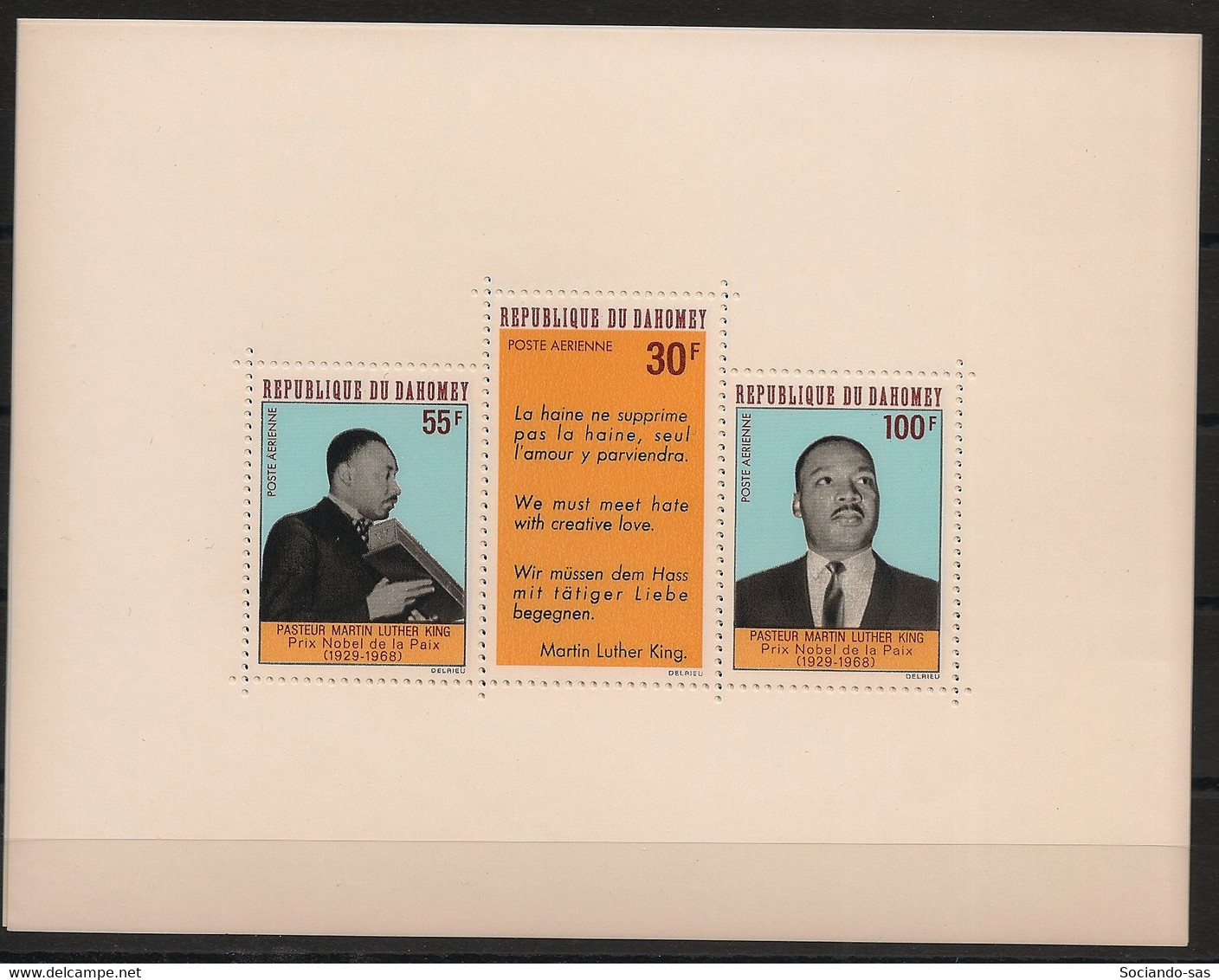 DAHOMEY - 1968 - Bloc-feuillet BF N°Yv. 14 - Martin Luther King - Neuf Luxe ** / MNH / Postfrisch - Martin Luther King