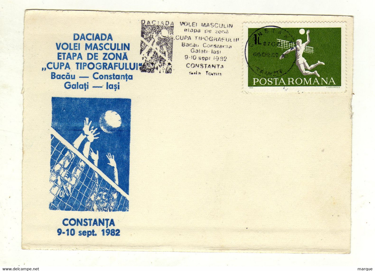 Carte ROUMANIE POSTA ROMANA Volei Masculin Oblitération COSTANTA 09/09/1982 - Tarjetas – Máximo