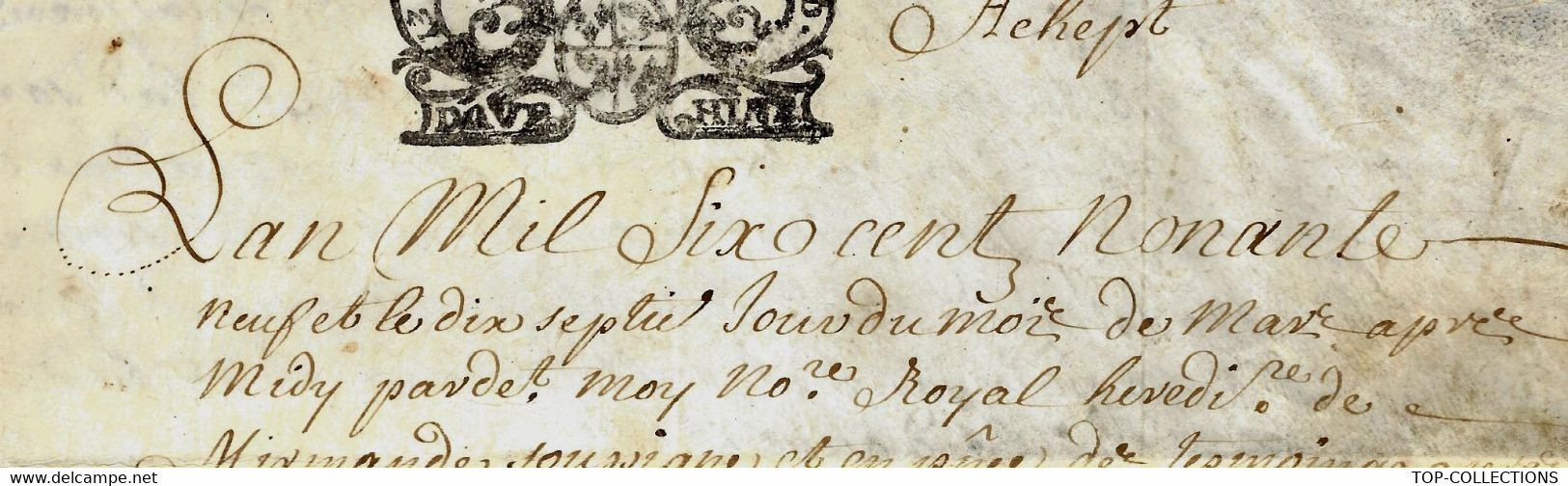 ACTE De Notaire SUR PEAU 1699 Et 1700 VENTE MAISON à MIRMANDE DROME NOTAIRE CHABRIER B.E. - Cachets Généralité