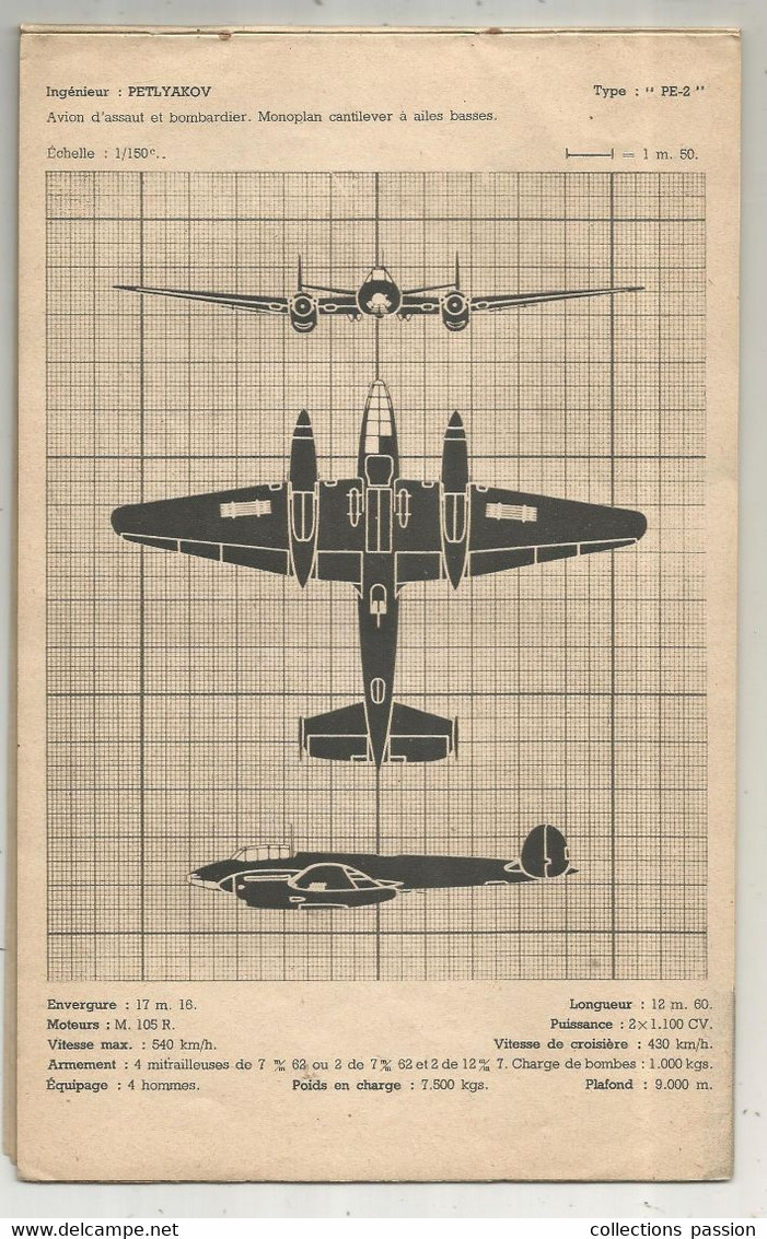 aviation, militaria, AVIONS RUSSES, fascicule 1, photos ,plans , caractéristiques, 16 pages , 16 scans , frais fr 3.15 e