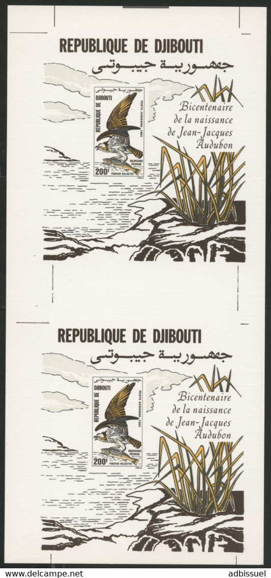 Djibouti RARE ESSAI NON DENTELE Sur PAPIER CARTONNE Du Bloc N° 4 "Balbuzard" Dimension 30cm X 14cm - Yibuti (1977-...)