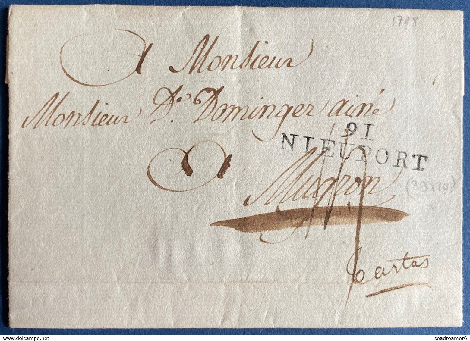 Belgique 1798 Lettre De "91 / NIEUPORT" Pour MUGRON Par TARTAS SUPERBE - 1794-1814 (Französische Besatzung)