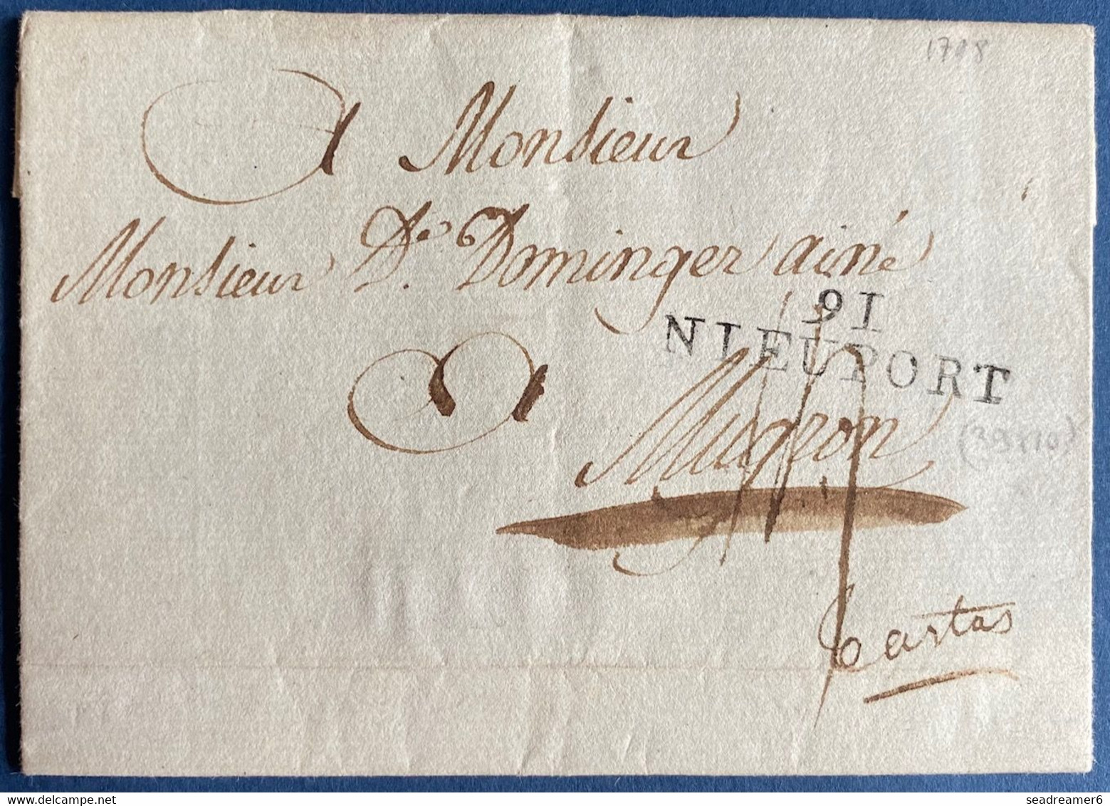 Belgique 1798 Lettre De "91 / NIEUPORT" Pour MUGRON Par TARTAS SUPERBE - 1794-1814 (French Period)