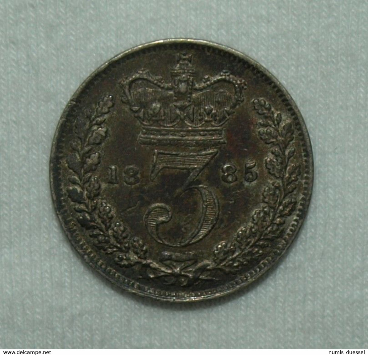 Silber/Silver Großbritannien/Great Britain Victoria Young Head, 1885, 3 Pence VZ/XF - Sonstige & Ohne Zuordnung