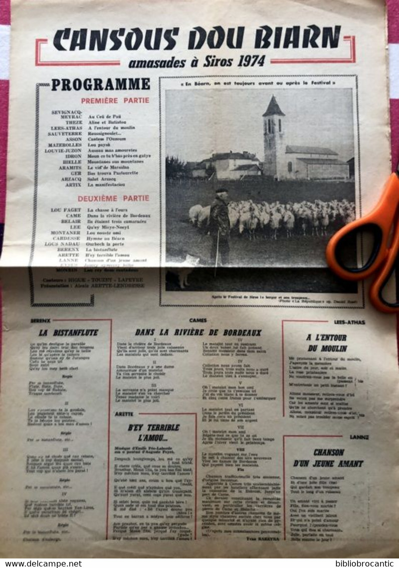 Journal"CANSOUS DOU BIARN" AMASADES à SIROS 1974 < PROGRAMME ET RUBRIQUE/ BEARNAIS - Humor