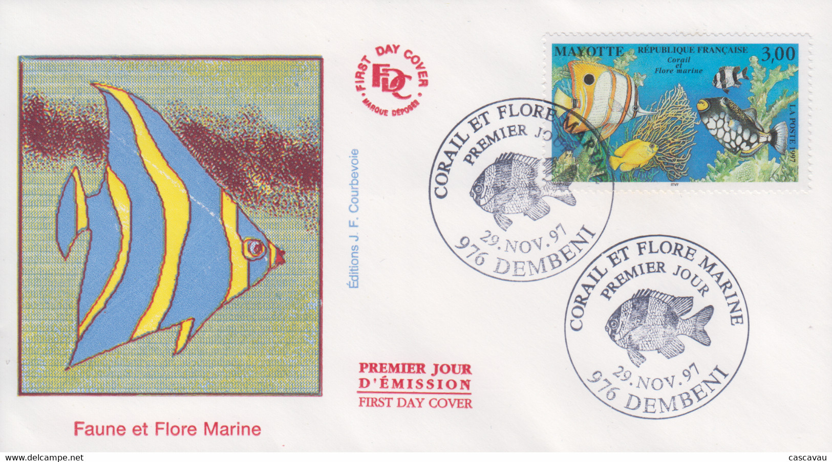 Enveloppe  FDC  1er   Jour    MAYOTTE    CORAIL     DEMBENI    1997 - Autres & Non Classés