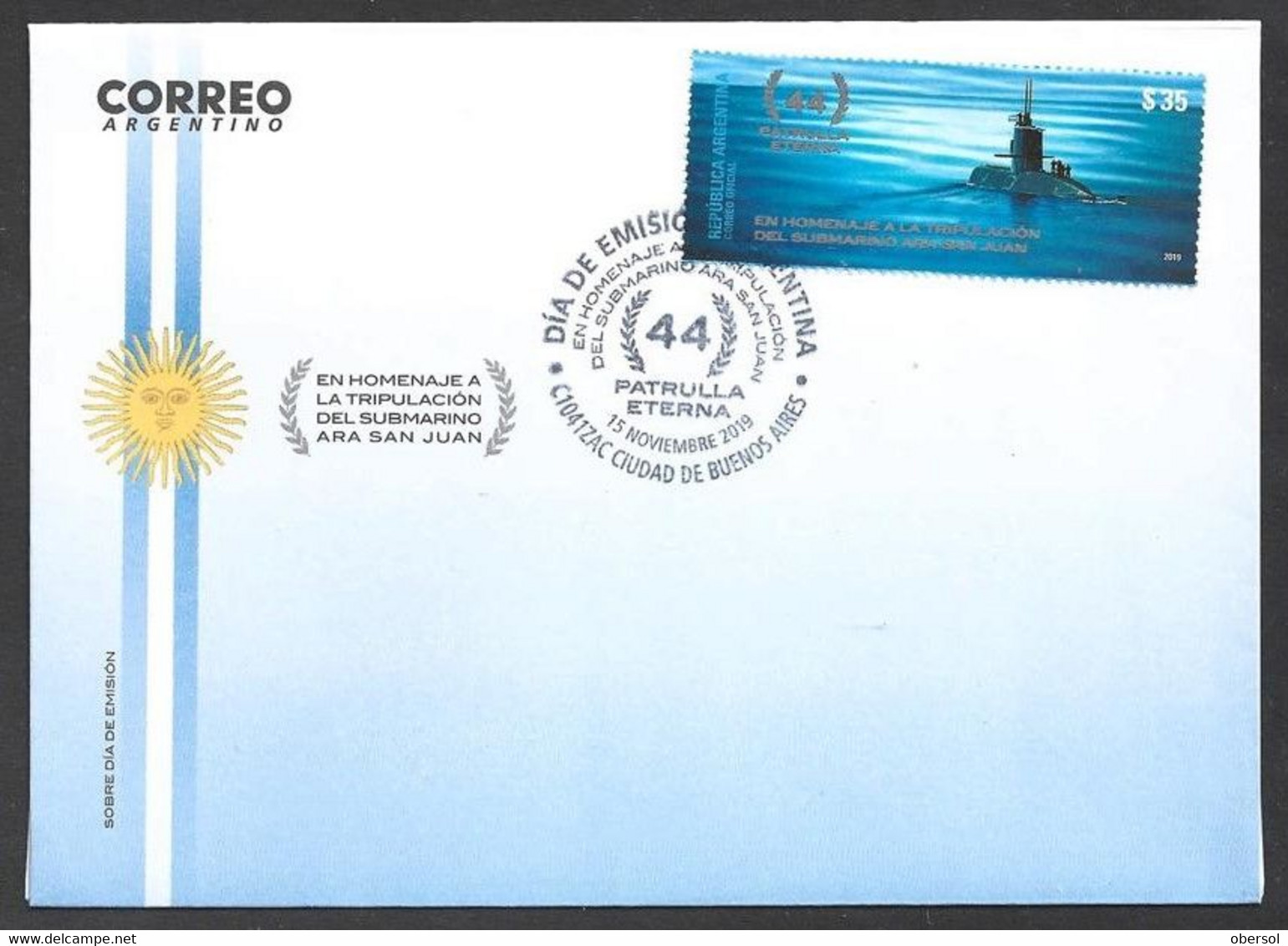 Argentina 2019 ARA San Juan Submarine Conmemorative FDC Cover - Covers & Documents