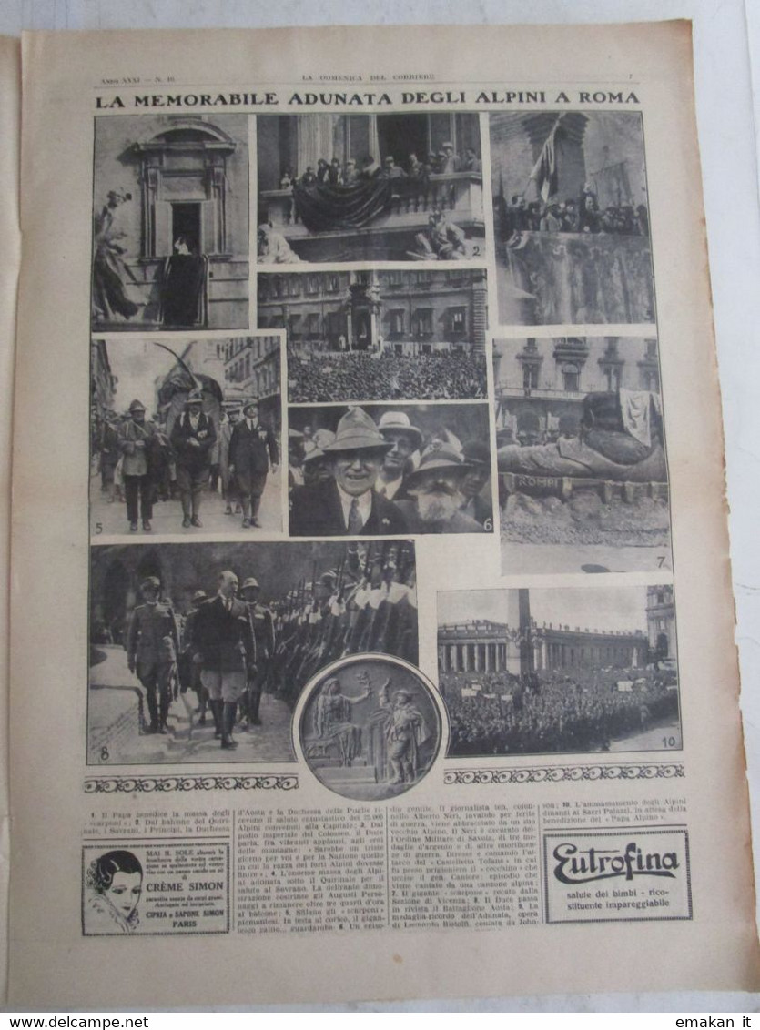 # DOMENICA DEL CORRIERE N 16 / 1929 TRAGEDIA DI CONTADINO / RADUNO ALPINI A ROMA - Erstauflagen