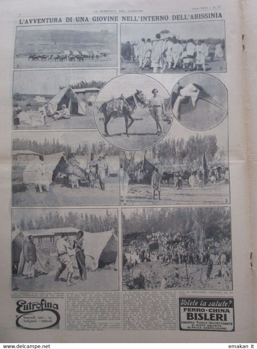 # DOMENICA DEL CORRIERE N 17 / 1929 SCONTRO AEREO / SOMMERGIBILE BALILLA / ABISSINIA / PROGRAMMA RADIOFONICO - First Editions