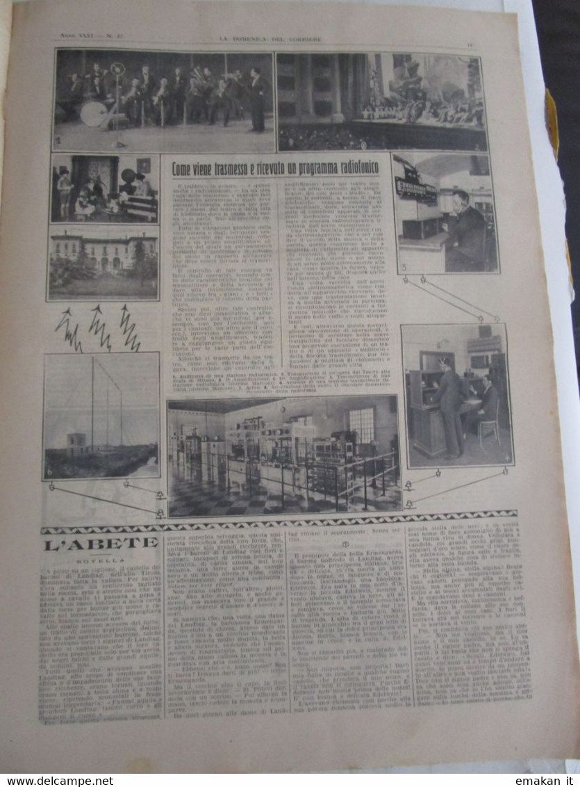 # DOMENICA DEL CORRIERE N 17 / 1929 SCONTRO AEREO / SOMMERGIBILE BALILLA / ABISSINIA / PROGRAMMA RADIOFONICO - First Editions