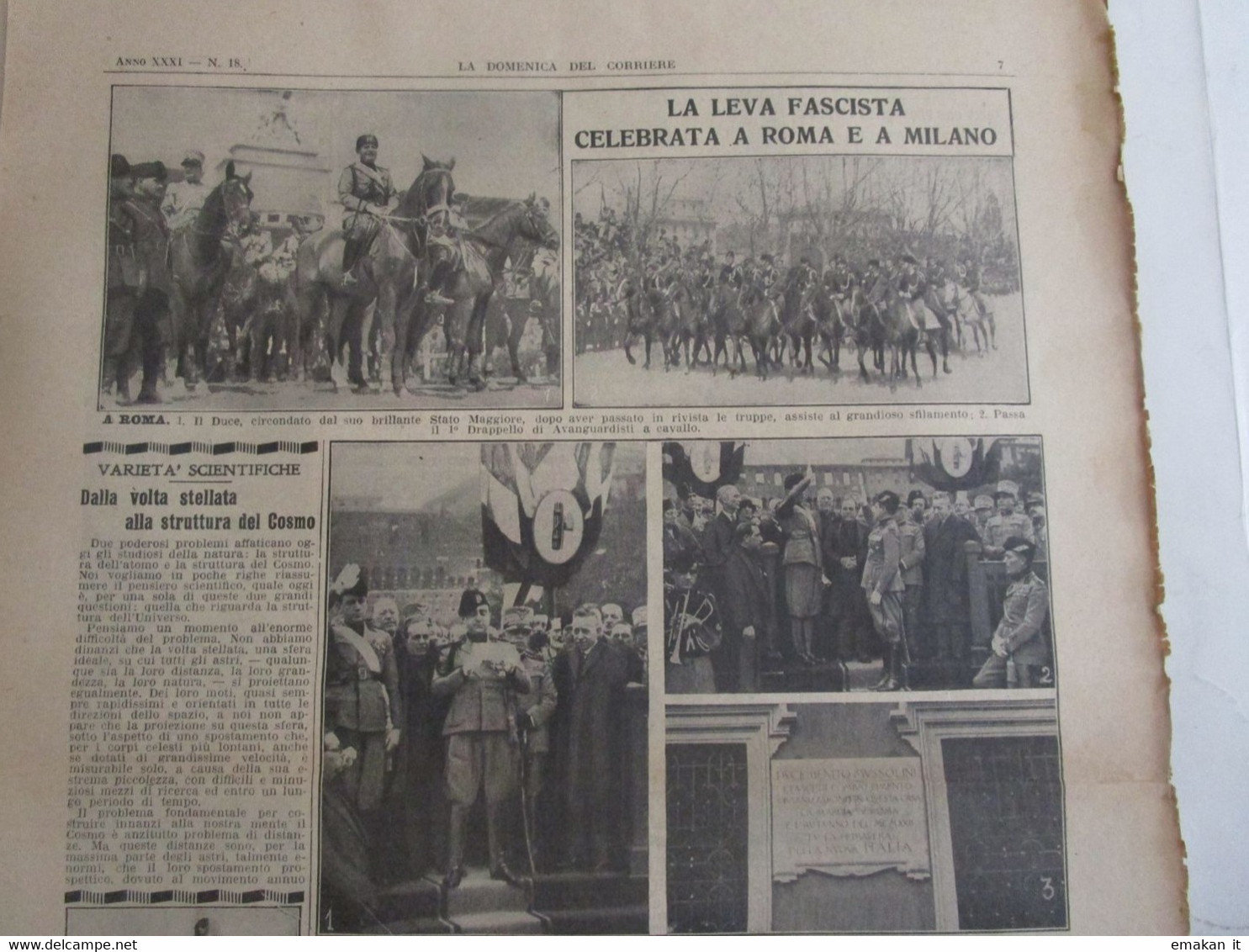 # DOMENICA DEL CORRIERE N 18 / 1929 VARO SOMMERGIBILE FIERAMOSCA / GUERRIERI NANDI / BOBBIO (PC) - Prime Edizioni