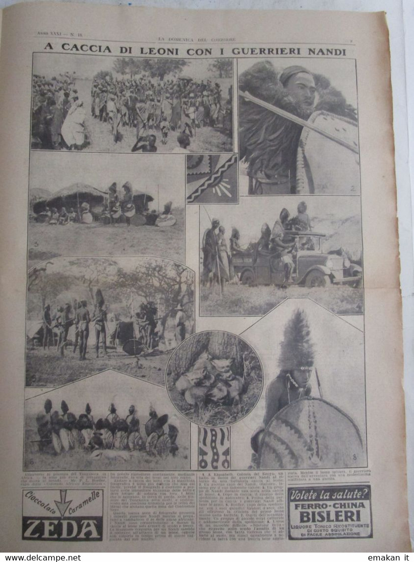 # DOMENICA DEL CORRIERE N 18 / 1929 VARO SOMMERGIBILE FIERAMOSCA / GUERRIERI NANDI / BOBBIO (PC) - Premières éditions