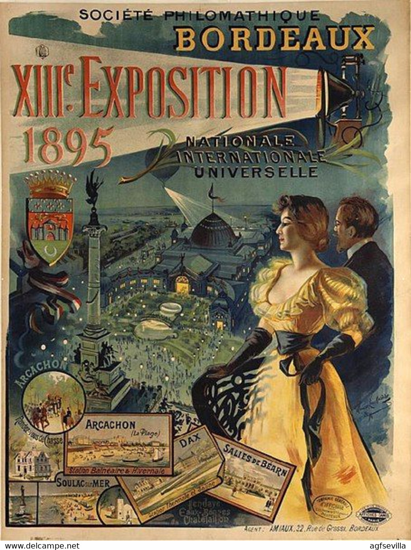 FRANCE. MÉDAILLE XIII EXPOSITION DE BORDEAVX 1895. PHILOMATHIQVE". FRANCIA - Professionnels / De Société