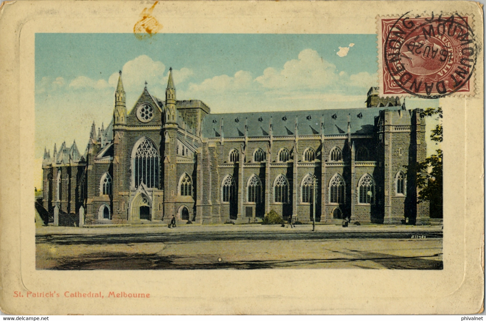 1920 , AUSTRALIA , T.P. CIRCULADA , YV. 22 , DANDENONG - CHECOSLOVAQUIA , ST. PATRICK' S CATHEDRAL , MELBOURNE - Storia Postale