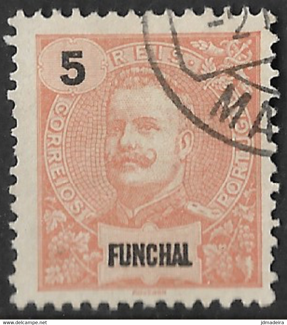 Funchal – 1897 KIng Carlos 5 Réis Used Stamp - Funchal