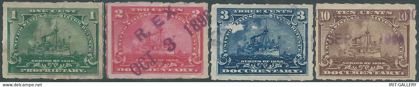 United States,U.S.A,1898 Revenue Stamps Internal DOCUMENTARY,Used - Steuermarken