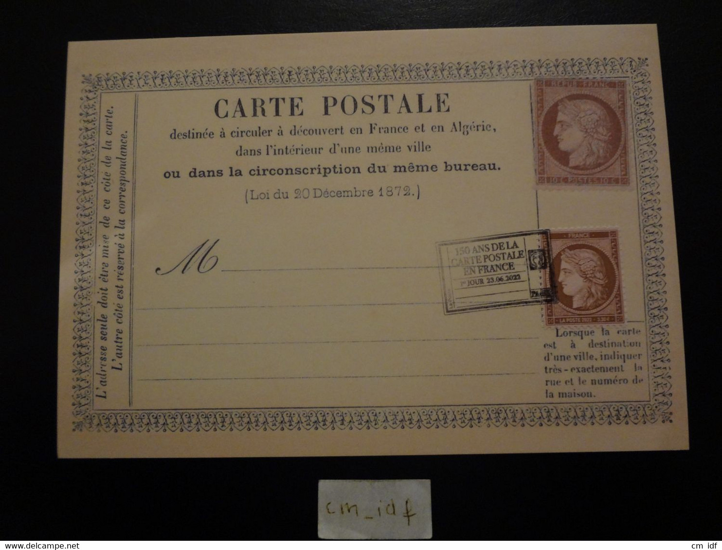 FRANCE 2022 3,30 Є  CÉRÈS 150 ANS DE LA CARTE POSTALE EN FRANCE OBLI. 1ER JOUR 23.06.2022 CARTE POSTALE F.D.C. - 2020-…