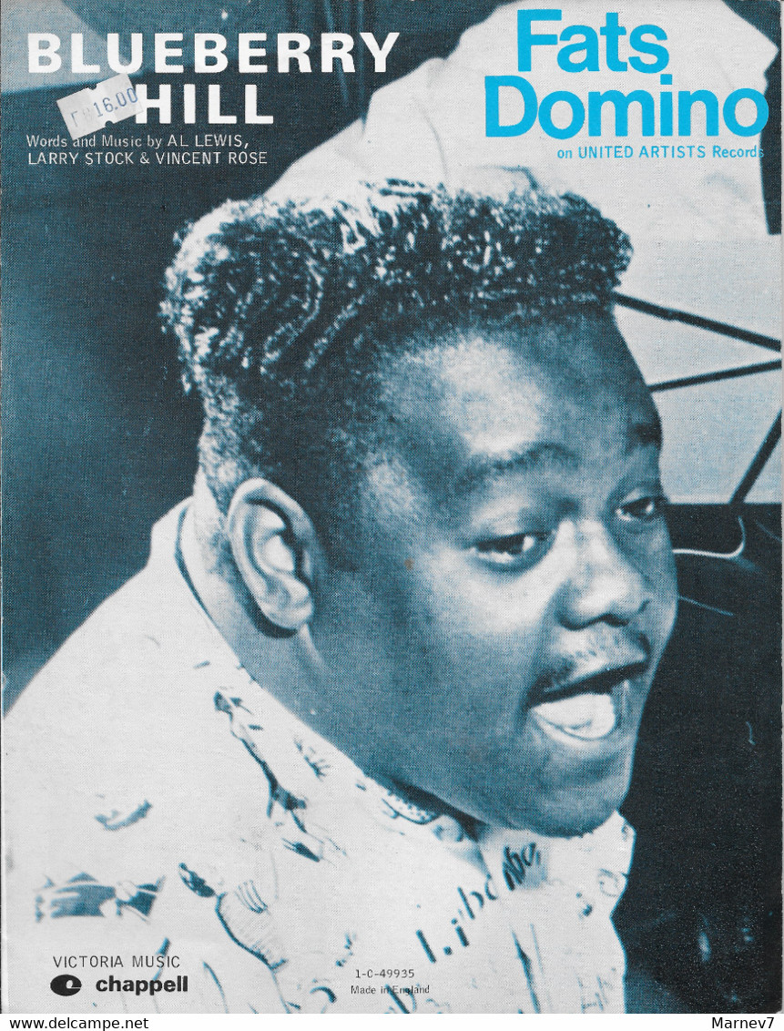 Partition Musicale - BLUEBERRY HILL - FATS DOMINO - Paroles Et Musique By Al LEWIS, Larry STAOCK & Vincent ROSE - 1940 - Scores & Partitions