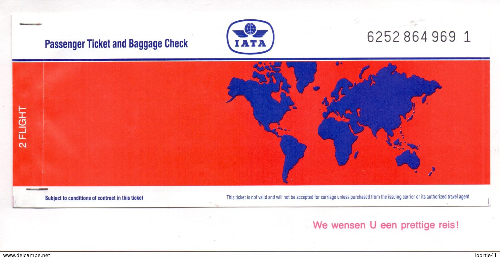 Ticket Luchtvaart Airplane Airline - IATA - 1993 - Sin Clasificación