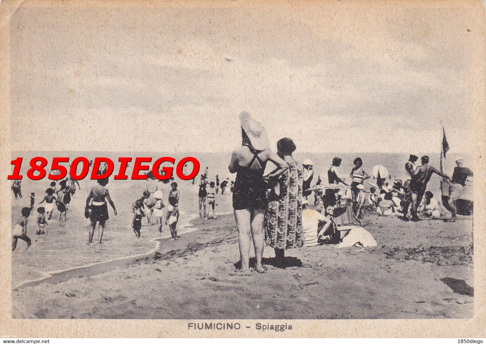 FIUMICINO - SPIAGGIA  F/GRANDE VIAGGIATA 1938 ANIMATA - Fiumicino