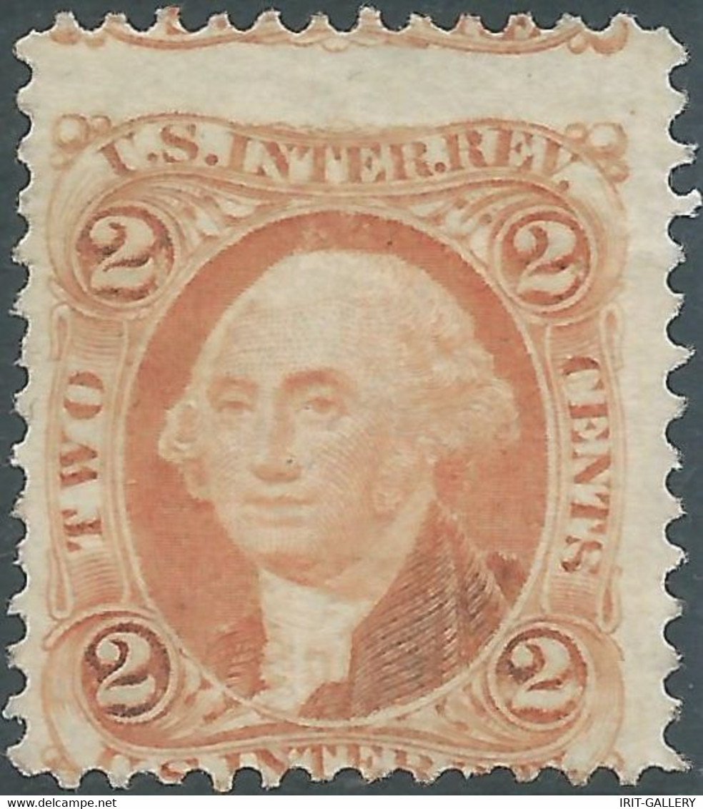 United States,U.S.A,1862-71 Inter Revenue Tax-Fiscal 2c Orange,(Variety Of Color)Mint - Steuermarken