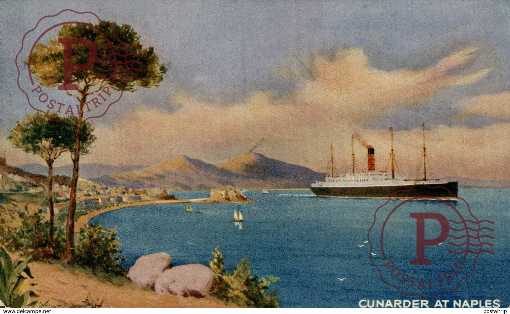 CUNARDER AT NAPLES CARPATHIA    CUNARD WHITE STAR LINER - Steamers