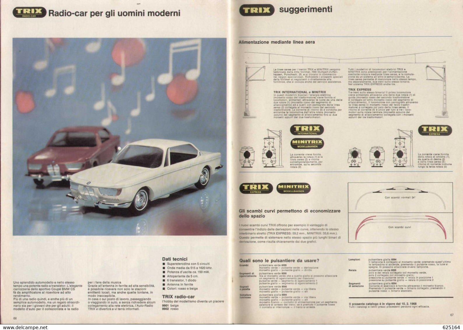 catalogue TRIX 1968 TRIX EXPRESS - MINITRIX - COSTRUZIONI + Preis LIT - en italien