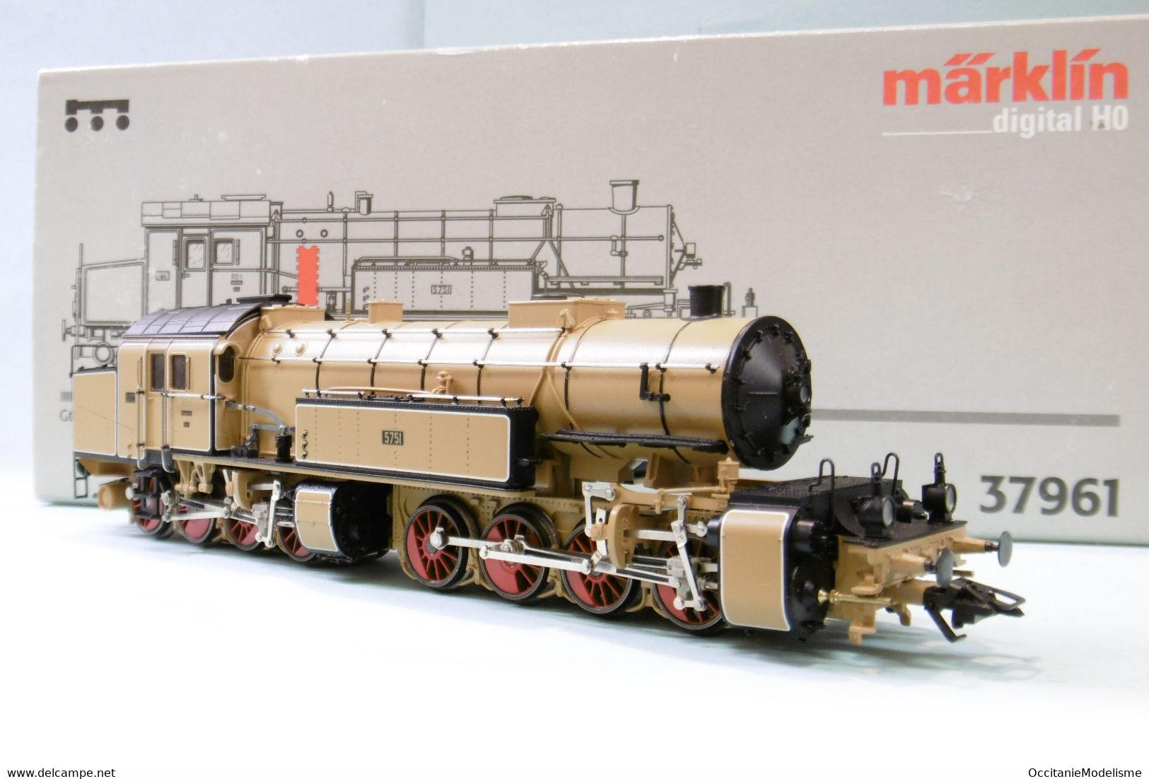 Märklin 3 Rails - Locomotive Vapeur  Mallet Gtl 2 X 4/4 5751 Ocre Digital Réf. 37961 BO HO 1/87 - Locomotive