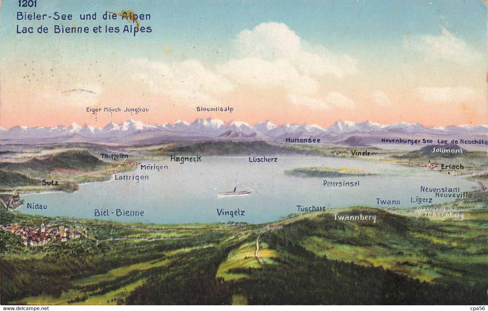BIELER - SEE - Lac De BIENNE - Colorisée 1917 - VENTE DIRECTE X - Bienne