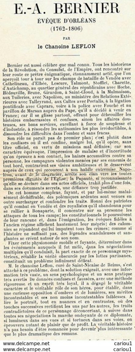 C1 VENDEE Militaire NAPOLEON Concordat ETIENNE ALEXANDRE BERNIER 1762 1806 - Français