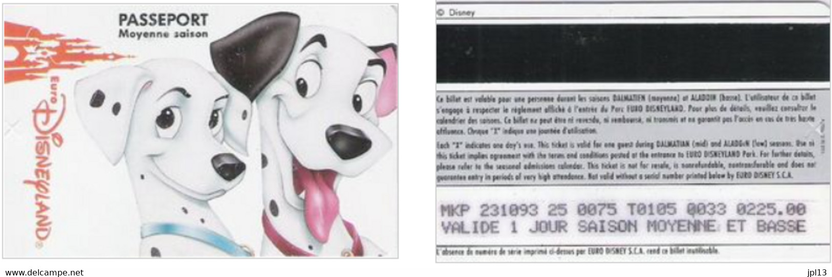 Passeport Disney - France - Disneyland Paris - 101 Dalmatiens Parents, Ile De France 110395 - Pasaportes Disney